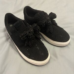 Kurt Geiger Black Rhinestone Embellished Sneakers